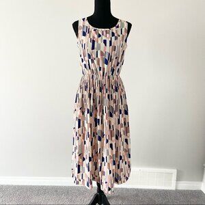 Ciros Korean Made  Breezy Geometric Sleeveless Pleated MIDI Dress